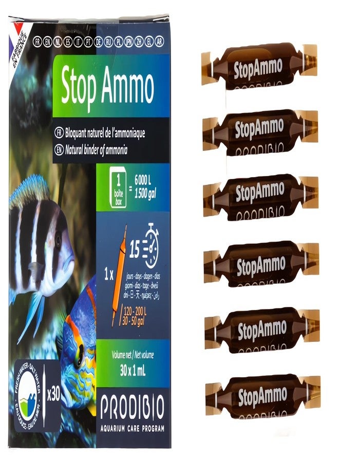 Prodibio Stop Ammo, Ammonia Neutralizer, Freshwater and Saltwater, 30/1 mL vials, 30 gal and up - Image 3