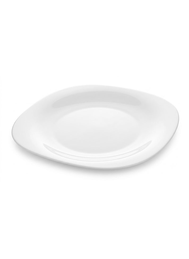 Arcopal Flat White Dinner and Serving Plate with Modern Flowing Geometric Shape.