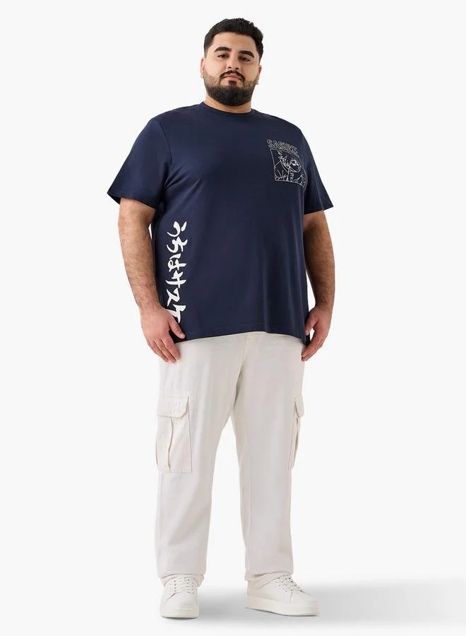 Splash FAV Plus Size Sasuke Print T-Shirt with Crew Neck