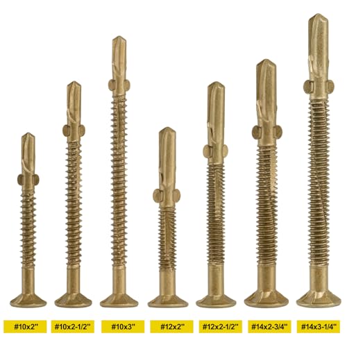 FMhotu #14 x 3-1/4" Trailer Deck Screws, Self-Tapping Sheet Wood Metal Screw, 161Pcs T25 Star Bits Reamer Tek Screws for Trailers, for Attaching Wood to Steel - Image 5