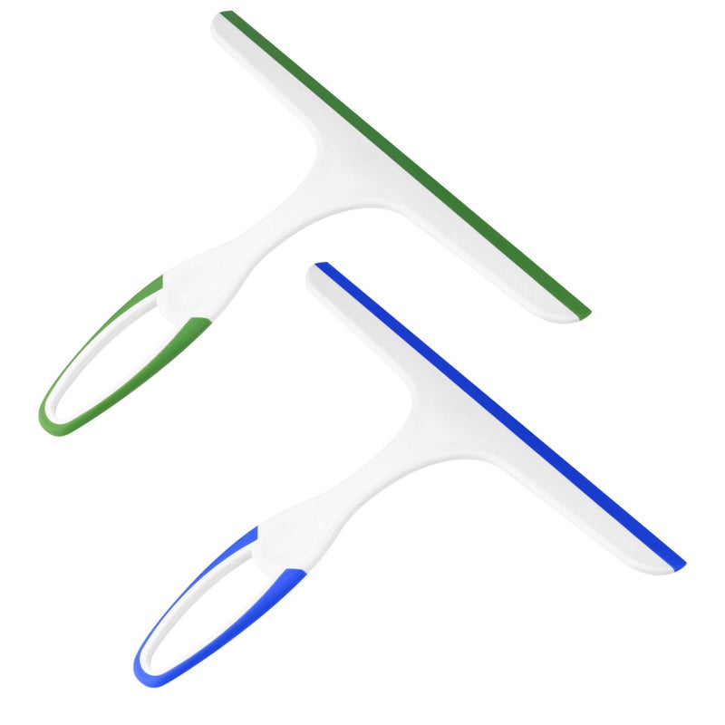 2 Pcs Shower Squeegee for Shower Glass DoorsCar Window Windshield Mirror Tile Cleaner Cleaning Wiper Squeegees Tool with Hook Window Cleaning Shower Glass Squeegees
