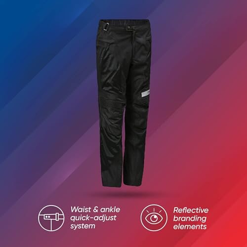 TVS Riding Pants for Men with CE Level-2 Knee Armor, High-Abrasion Resistance |Adjustable Comfort Fit Mesh for Ventilation|Day-Night Reflective Safety|Motorcycle Bike Accessories- (Black/Grey-L) - Image 4