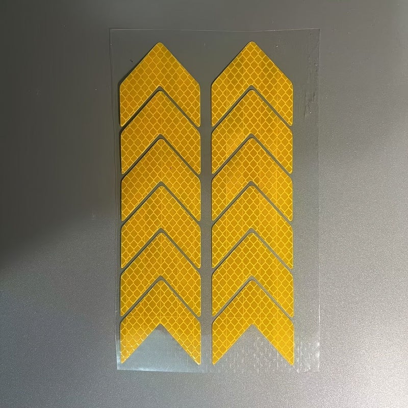 Yellow 12Pcs Arrow Reflective Car Stickers for Night Safety Warning Universal Vehicle Bumper - Image 5