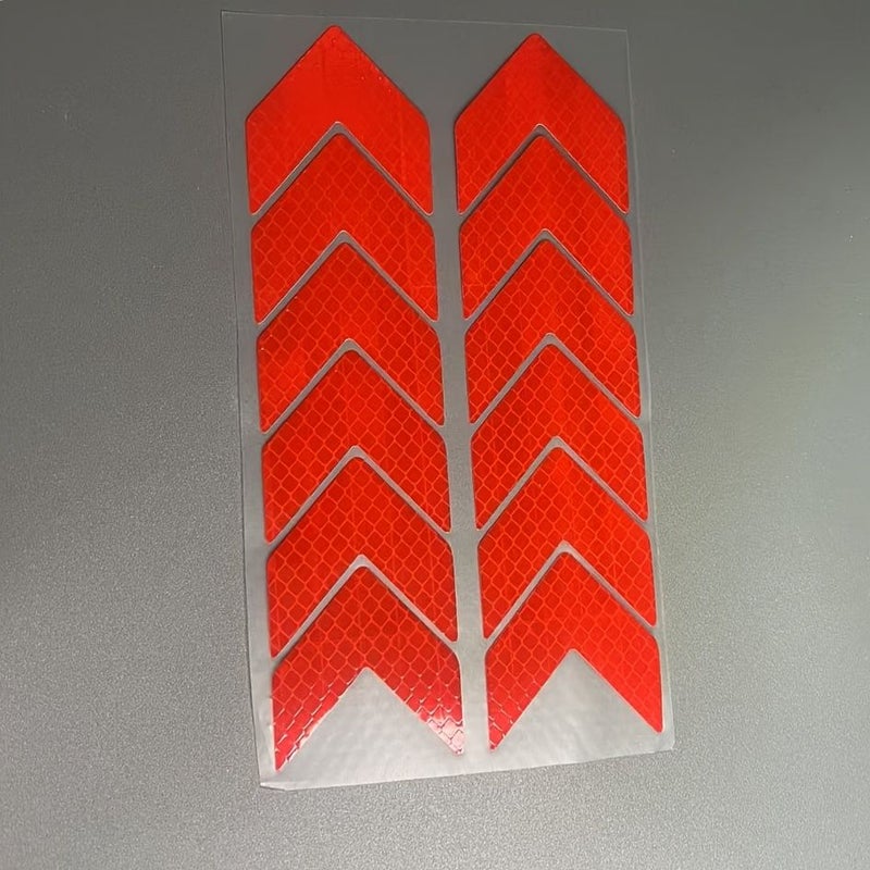 Yellow 12Pcs Arrow Reflective Car Stickers for Night Safety Warning Universal Vehicle Bumper - Image 4