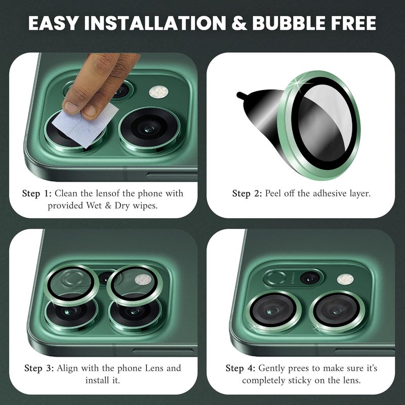 FIRST MART Camera Lens Protectors for Oppo Reno 14 (6.67 Inches) Tough HD Individual Aluminum Alloy Lens Ring Cover, Scratch Resistant, Thin Lens Protection| Green, 1 Pack - Image 2