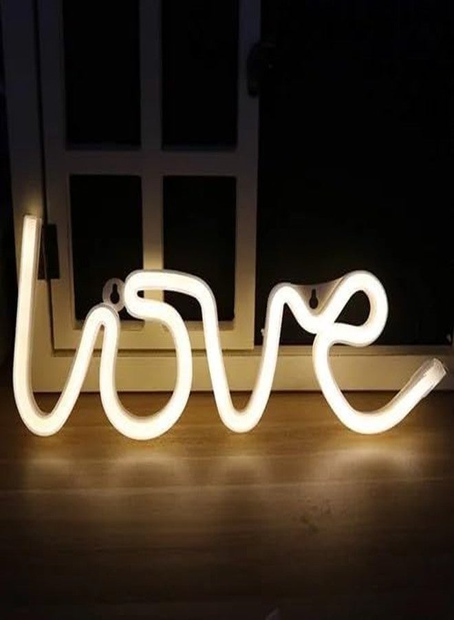 XERGY لافتة نيون مضيئة بتقنية LED من XERGY Love، هدية مثالية لعيد الحب، إكسسوار لتزيين الغرفة، زينة للطاولة، هدايا، ضوء ليلي مع منفذ USB، (أبيض دافئ) - Image 1