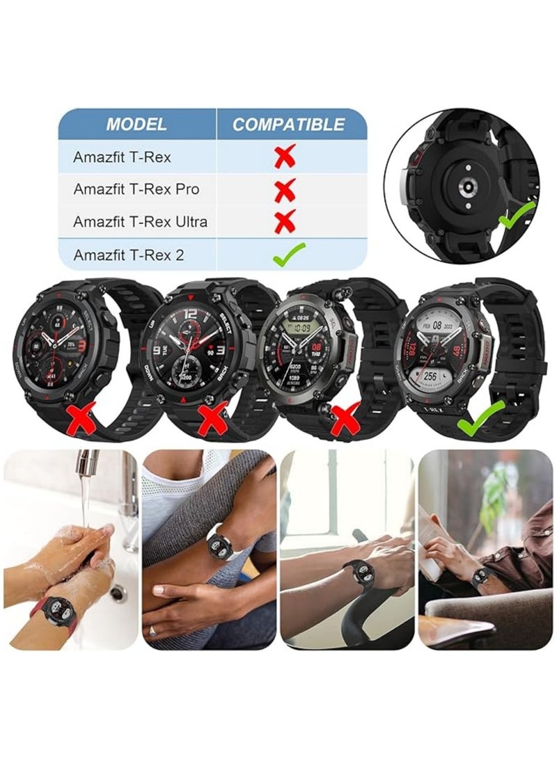 Band Compatible for Amazfit T-Rex 2 Wrist Strap Soft Silicone Replacement Watch Band Adjustable Wristband for Huami Amazfit T-Rex 2 Watchband with Tools - Image 2