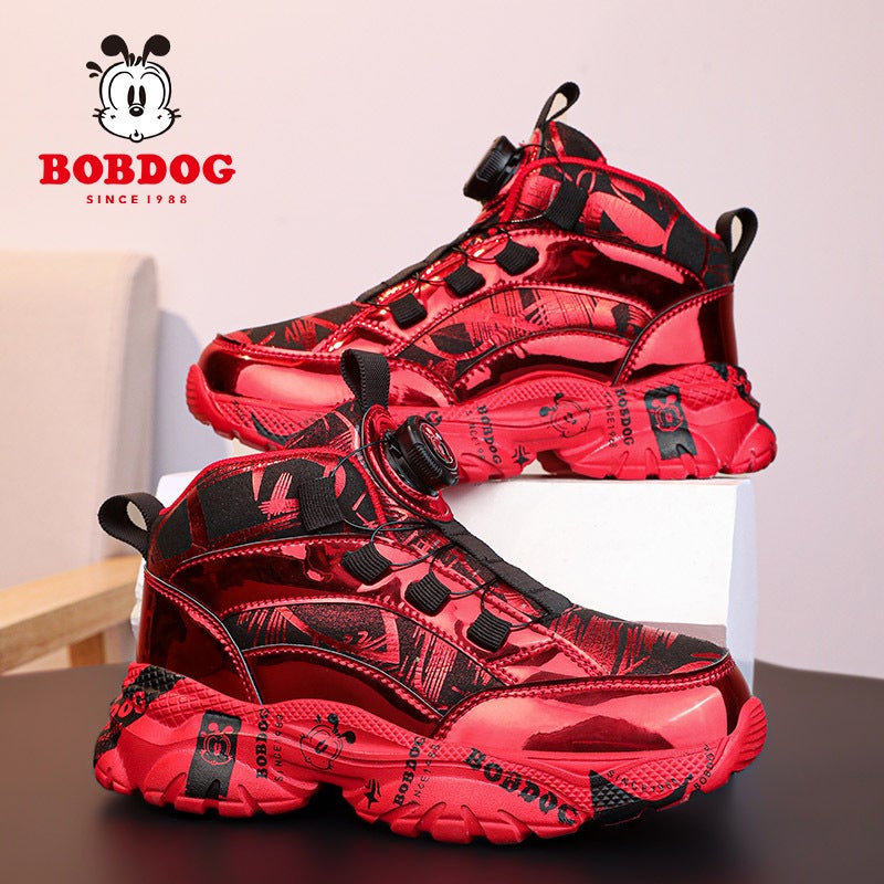 Babu Bean Chelsea Gold Boys Shoes Autumn Leather Waterproof Swivel Button Children'S Sneaker - Image 4