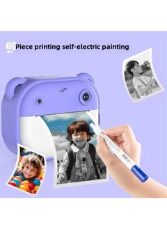 Generic Children's Photographed Print Camera HD Dual Lens Photographable Video Toy Gift Box-Color:Blue+32g  - Image 4