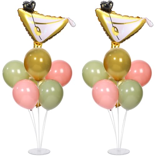 Naozinebi Martini Birthday Party Balloons Stand Kit 2 Sets With 2 Martini Glass Ball Foil Balloons Centerpiece for Tables for Women Girls Birthday Baby Bridal Shower Bachelorette Wedding Decorations - Image 1
