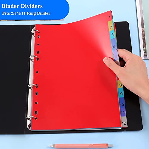 True-Ally A4 Plastic Separator,12-Tab Binder Dividers, Write & Erase Big Tab Dividers Ring Binders, Dividers for 2/3/4/11 Ring Binders, Insertable Multicolor Tabs (1 Set (Total 12 Sheets)) - Image 3