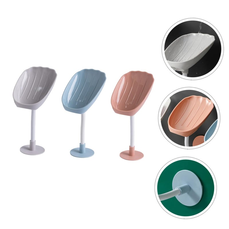 Self Adhesive Wall Mounted Soap Holder 3 Pack Bathroom Kitchen Storage White Blue Pink - Image 3
