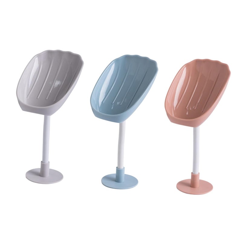 Self Adhesive Wall Mounted Soap Holder 3 Pack Bathroom Kitchen Storage White Blue Pink - Image 2