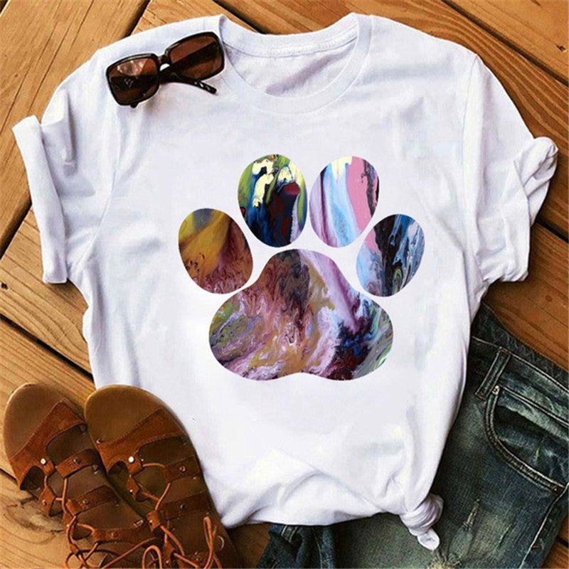 [Same day] cross-border supply of T-shirt printed T-shirt women's short-sleeved women's clothing - Image 1