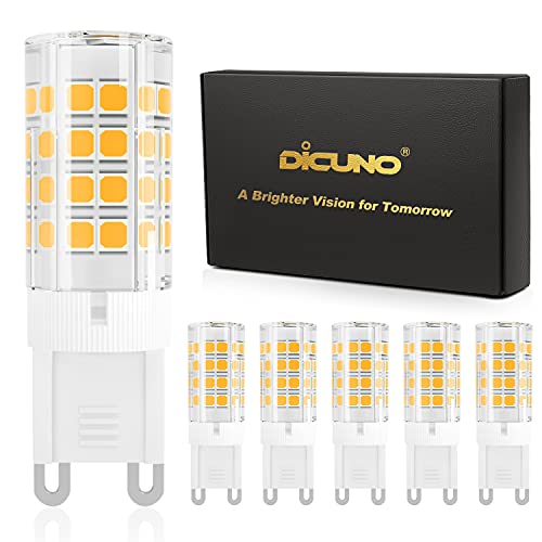 DiCUNO G9 LED Light Bulb 4W, 40W Halogen Replacement, Warm White 3000K, 450 Lumen, G9 Bi-Pin Ceramic Base Bulb, 120V, Non-dimmable, for Chandelier Lighting, Pendant Light, 6-Pack - Image 1