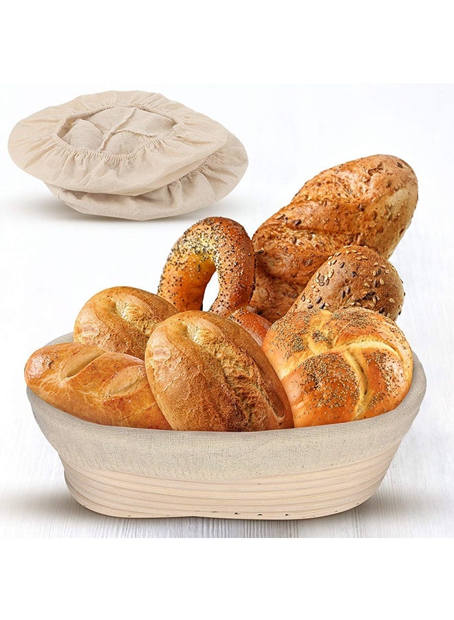 6 Pieces Bread Banneton Proofing Basket Liner Cloth Cover Natural Rattan Baking Dough Banneton Proofing Sourdough Basket Cloth Liner Bread Baking Supplies(Oval, 10 Inch) - Image 3