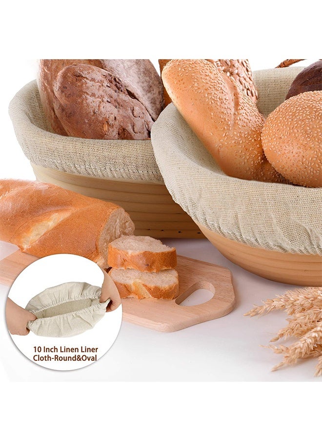 6 Pieces Bread Banneton Proofing Basket Liner Cloth Cover Natural Rattan Baking Dough Banneton Proofing Sourdough Basket Cloth Liner Bread Baking Supplies(Oval, 10 Inch) - Image 2