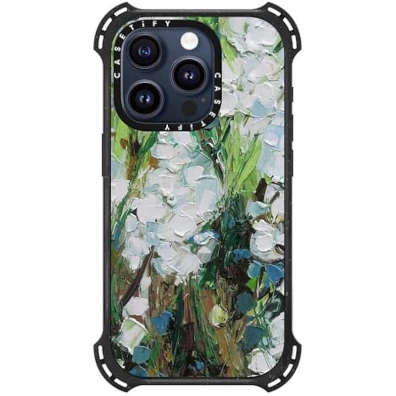 Casetify Bounce iPhone 15 Pro Case 【6X Military Grade Drop Tested / 21.3ft Drop Protection/Compatible with Magsafe】 - Wild Squill Flowers - Triple Black - Image 2