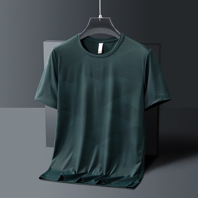Ice Silk Short-Sleeved T-Shirt Men'S Korean-Style Trendy Round Neck Quick-Drying T-Shirt Sports Casual Breathable Top - Image 1