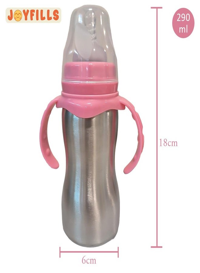JOYFILLS 2 in 1 Baby Feeding Bottle in Stainless-Steel | Sipper cum Feeding Bottle | Silicone Nipple & Spout with Trainer Handle | Stainless Steel SUS 304 | BPA-Free, Food-Safe, Leak-Proof & Easy to Clean (PK -2, Multicolor) - Image 2
