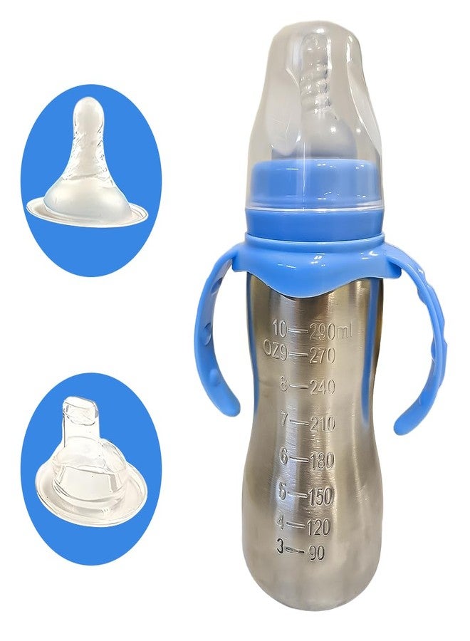 JOYFILLS 2 in 1 Baby Feeding Bottle in Stainless-Steel | Sipper cum Feeding Bottle | Silicone Nipple & Spout with Trainer Handle | Stainless Steel SUS 304 | BPA-Free, Food-Safe, Leak-Proof & Easy to Clean (PK -2, Multicolor) - Image 5