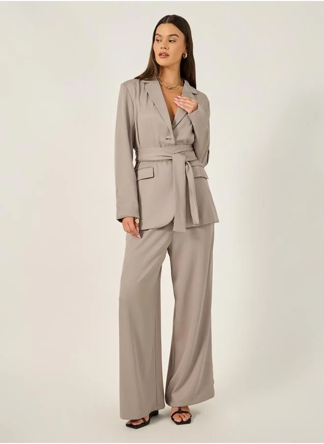 Styli Regular Fit Longline Belted Blazer