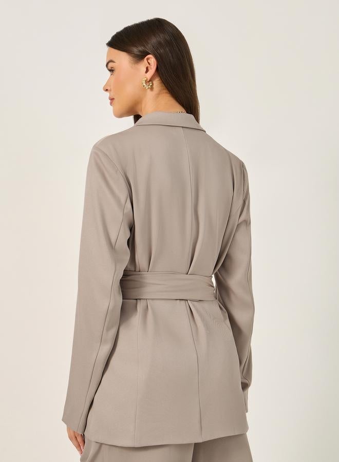 Styli Regular Fit Longline Belted Blazer  - Image 4