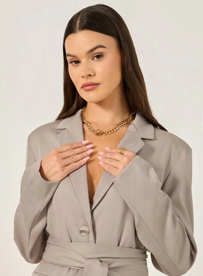 Styli Regular Fit Longline Belted Blazer