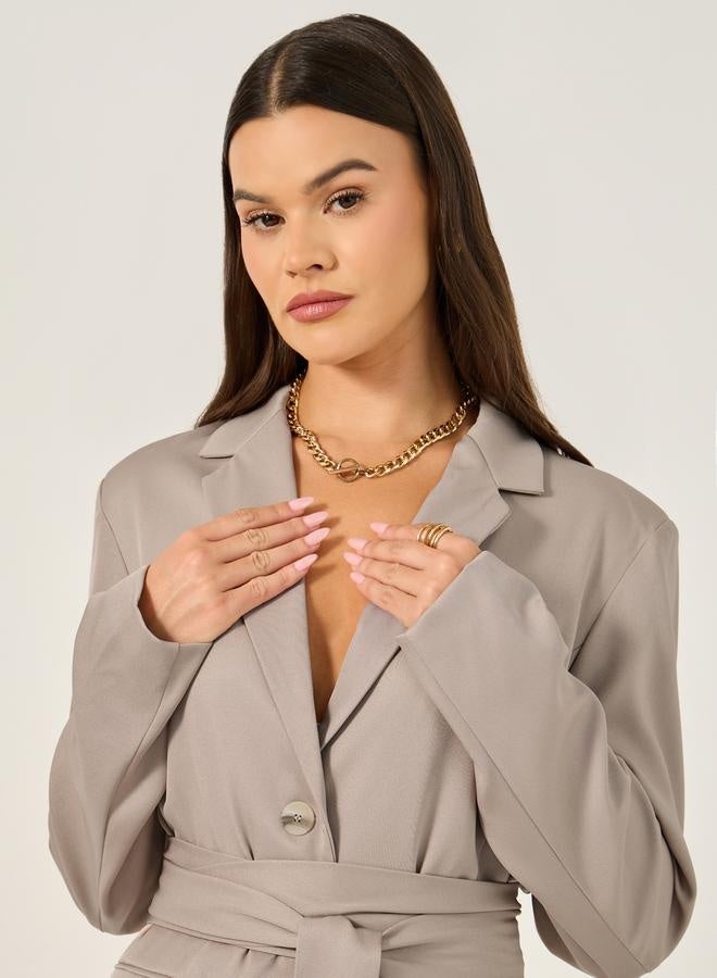 Styli Regular Fit Longline Belted Blazer  - Image 3