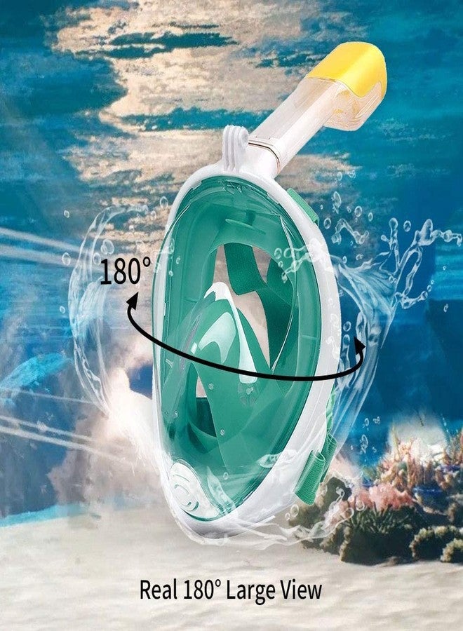 Olpad Snorkel Mask Full Face Snorkel Mask for Divers Snorkeling Set Dry Top System 180 Degree Panoramic View Safe Breathing Anti-Leak Anti-Fog Scuba Mask for Adult & Kids Diving [Green - S/M] - Image 5