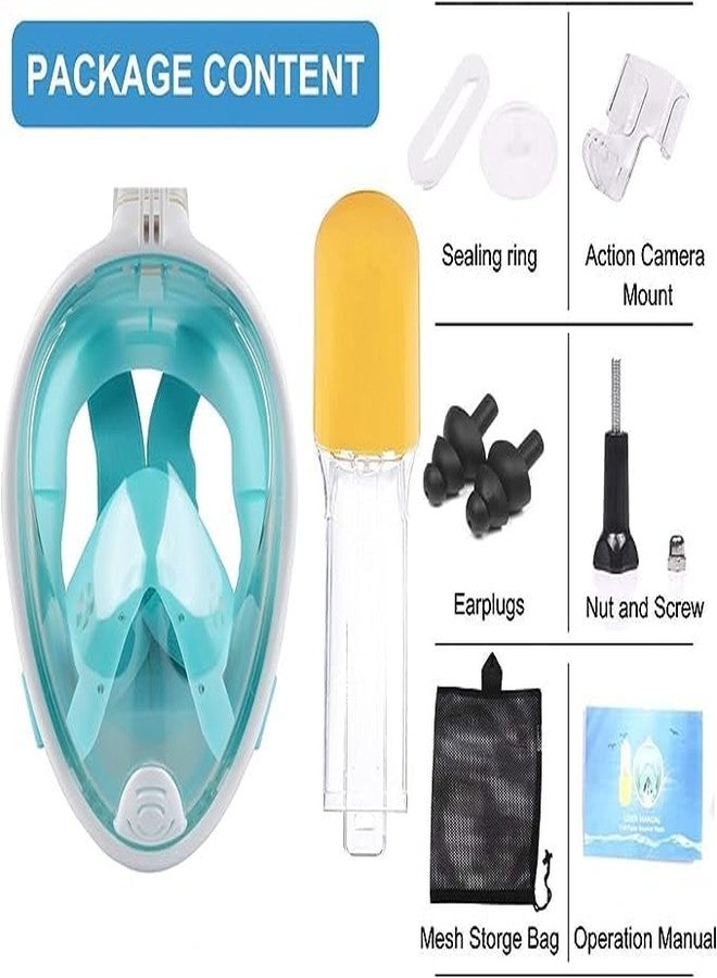 Olpad Snorkel Mask Full Face Snorkel Mask for Divers Snorkeling Set Dry Top System 180 Degree Panoramic View Safe Breathing Anti-Leak Anti-Fog Scuba Mask for Adult & Kids Diving [Green - S/M] - Image 3