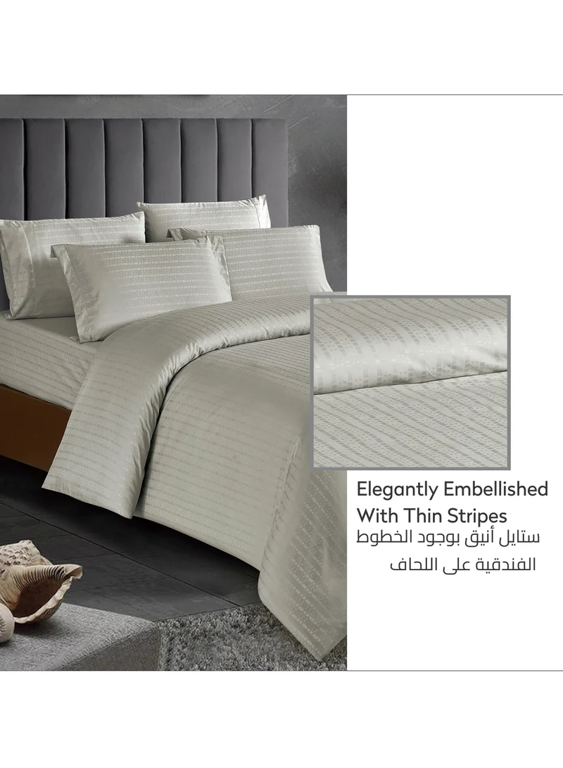 Donetella Hotel Style Comforter Set 6-Pcs King Size All Season Broken Stripes Quilted Comforter Bedding Set With Down Alternative Filing,Ansonia