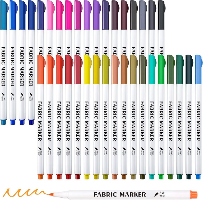 Lelix Fabric Markers, 36 Colours Permanent Fabric Pens for Writing Painting on T-Shirts Clothes Sneakers Canvas, Child Safe & Non-Toxic for Kids Adults - Image 1