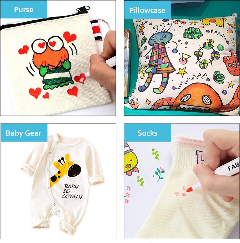 Lelix Fabric Markers, 36 Colours Permanent Fabric Pens for Writing Painting on T-Shirts Clothes Sneakers Canvas, Child Safe & Non-Toxic for Kids Adults - Image 5
