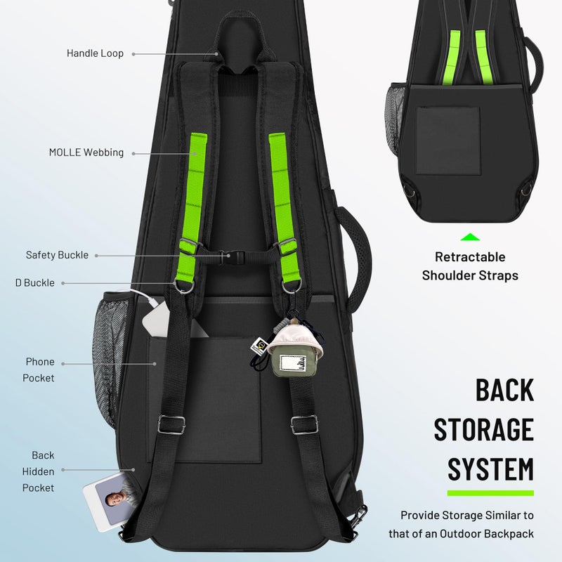 CAHAYA Guitar Bag Electric Case - 0.47in Thick Padding 5 Pockets Electric Guitar Gig Bag with Back Hanger Loop Electric Backpack with Adjustable Shoulder Strap Compatible with ST LP TELE - Image 3