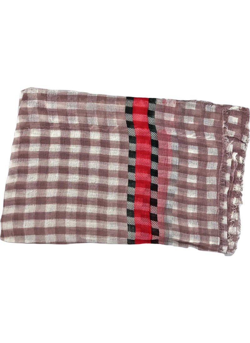 Hit Dükkan Light Pink White Checkered Shawl 90X180 cm  - Image 3