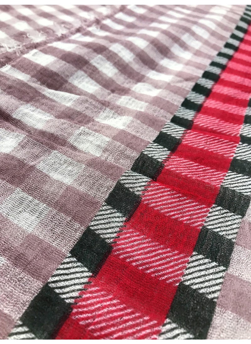 Hit Dükkan Light Pink White Checkered Shawl 90X180 cm  - Image 2