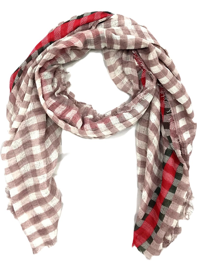 Hit Dükkan Light Pink White Checkered Shawl 90X180 cm  - Image 4