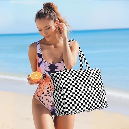 oscaurt Beach Bags for Women Large Waterproof Sandproof Beach Tote Swim Pool Bag with Zipper for Travel Vacation Essentials - Image 3