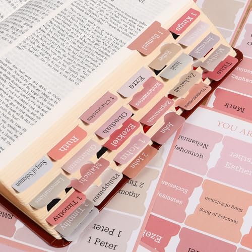 DOMMARE 90 Pieces Pink Bible Tabs for Women, Cute Large Print Bible Bookmarks Index Tabs Study Supplies Guide Kit, Small Baptism Christian Gifts for Men Beginner Easy to Read, Gifts for Easter Mother's Day - Image 1