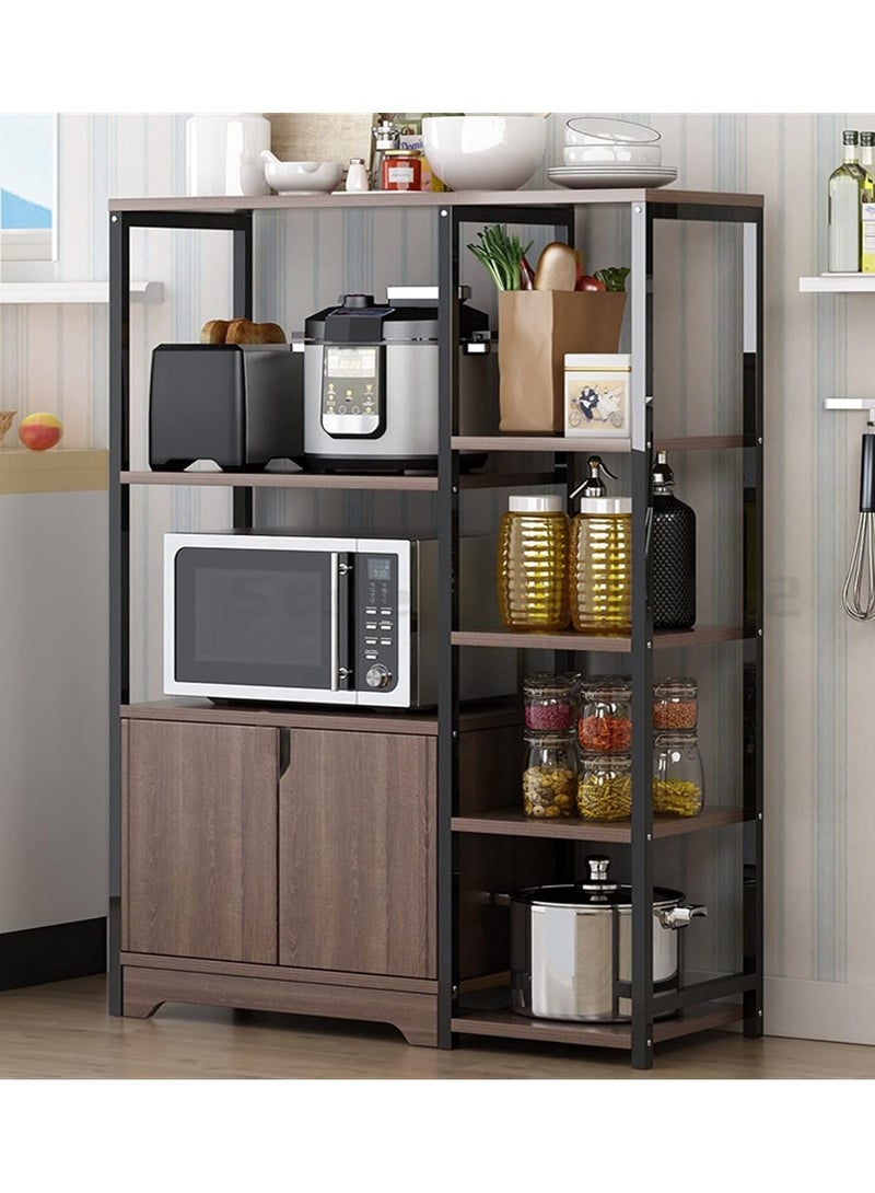 DubaiGallery حامل ميكروويف متعدد الوظائف مع خزانة تخزين، رف تخزين خزانة المطبخ، رف تخزين قائم، رف منظم لتوفير المساحة - Image 1