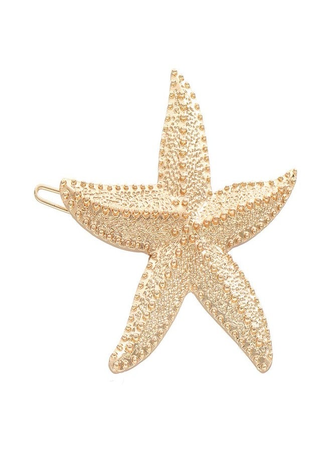 تينسيري 4 قطع من مشابك الشعر المعدنية الكبيرة على شكل نجم البحر، إكسسوارات شعر مزخرفة للنساء والفتيات لحفلات الزفاف (فضي وذهبي) - Image 4