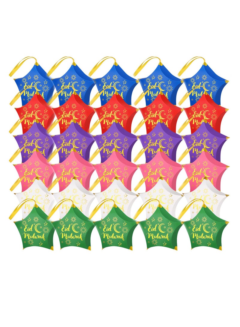 Excefore Candy Box, 30 PCS Eid Mubarak Candy Star Shaped Ramadan Box, Muslim Ramadan Gift Bags, Eid Mubarak Party Favors Decorations Box, Treat Boxes Party Favor for Eid Party Supplies - Image 1