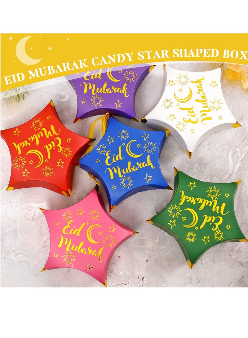 Excefore Candy Box, 30 PCS Eid Mubarak Candy Star Shaped Ramadan Box, Muslim Ramadan Gift Bags, Eid Mubarak Party Favors Decorations Box, Treat Boxes Party Favor for Eid Party Supplies - Image 4