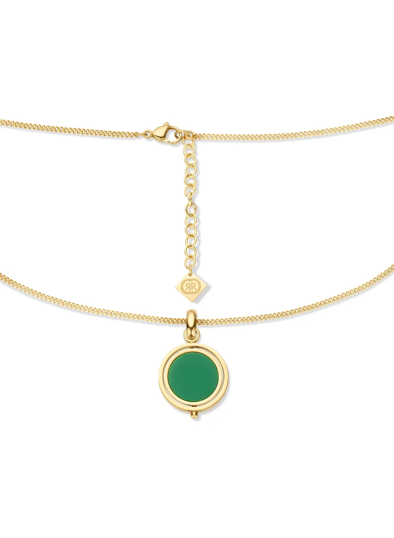 CERRUTI 1881 Medalion Gold Plated Necklace with Green Onyx
