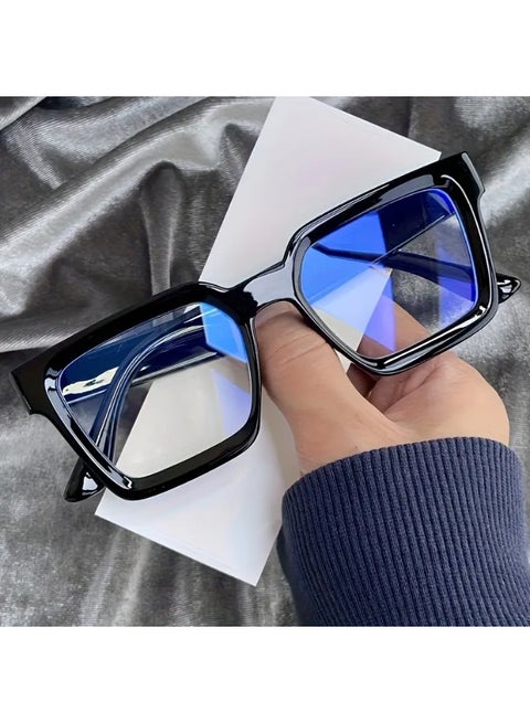 Square frame anti-blue light goggles, personalized and fashionable, universal plain glasses for men and women (Includes eyeglass case)
,blue lighe blocking glasses,eyeglasses