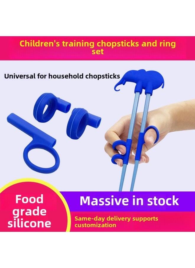 Generic - Children's Practice Chopsticks Ring Set Learning Device Baby's Holding Chopsticks Orthotic Device Baby's Training Chopsticks Finger Set Customization-Color:Sky Blue - Image 1