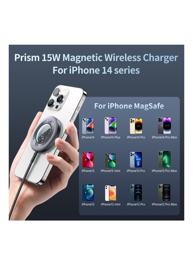 SYOSI - SYOSI Magnetic Wireless Charger, Wireless Charging Pad 15W Fast for iPhone Magsafe Charger Compatible for iPhone 14/14 Pro/14 Pro Max/13/12 Series - Image 1