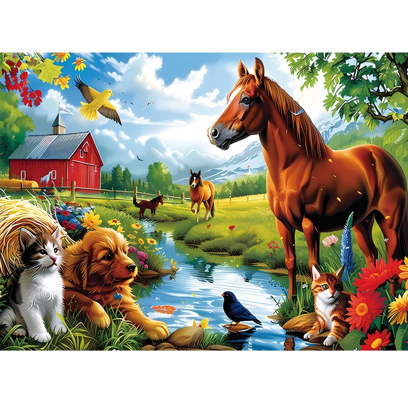 VOLUVOLU 300 Piece Jigsaw Puzzle for Adults 300 Piece Jigsaw Puzzle for Kids Horse and Cat Jigsaw Puzzles Animal Jigsaw Puzzles Creative Games and Holiday Party Gifts Fun and Challenging Family Games - Image 3