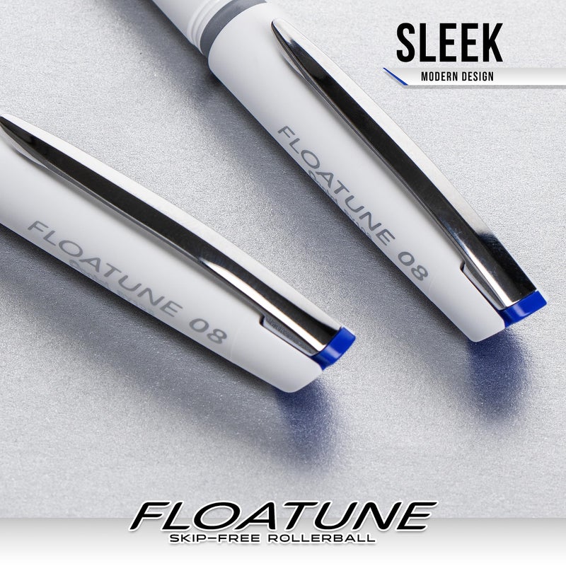 Pentel Floatune Rollerball Pen, (0.8mm), Medium Point, Black/Blue/Red Ink, Pack of 8 pens (BY108PF8OFC) - Image 4